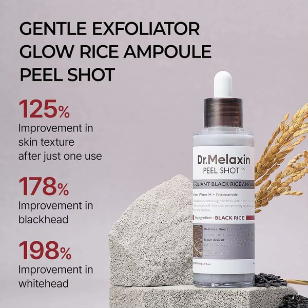 Dr. Melaxin Peel Shot White and Black Rice Exfoliating Essence Skin Lightening Contro Moisturizing Oil-Control Gentle Skin Care