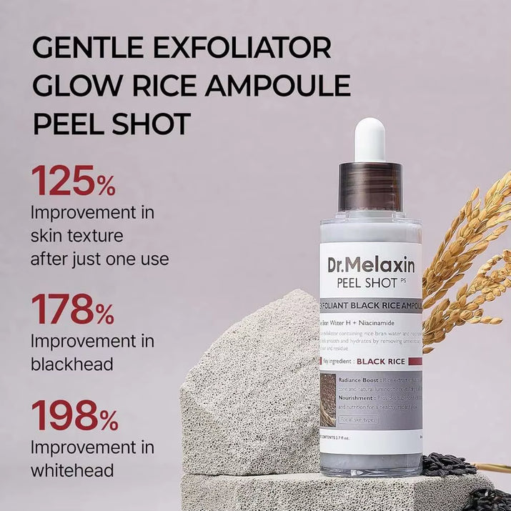 Dr. Melaxin Peel Shot White and Black Rice Exfoliating Essence Skin Lightening Contro Moisturizing Oil-Control Gentle Skin Care